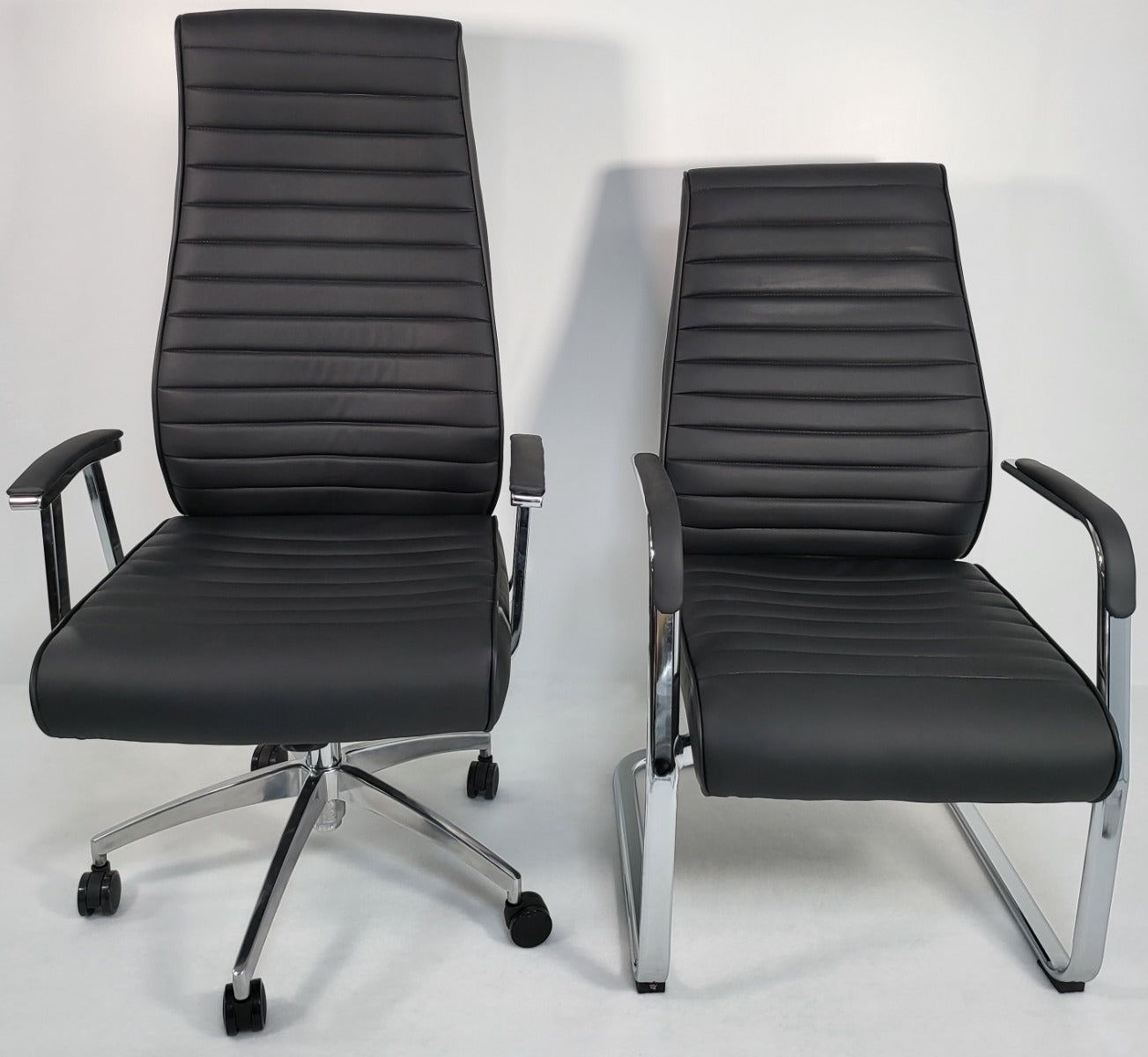 Modern Executive Black Leather Cantilever Visitors Chair - 908B